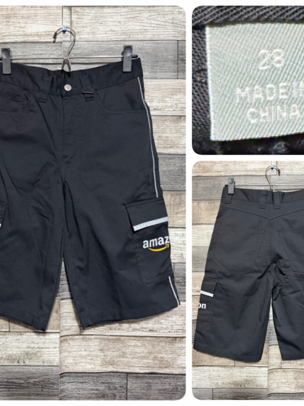 Amazon Cargo Shorts Men’s 28 Black (Inseam 11.5) Twill Reflective Workwear